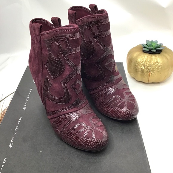 Steven STEVE MADDEN |  Mitch Wine Suede Western Boots - Picture 4 of 16